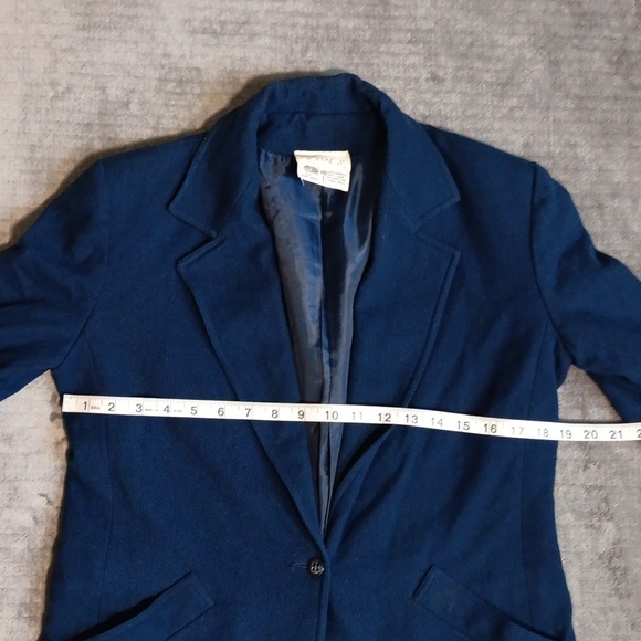 100% Wool Vintage Navy Blue Jacket, Single Button With Hip Pockets Women's 10 - Picture 5 of 8